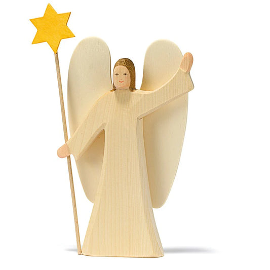 Angel with star wooden figurine