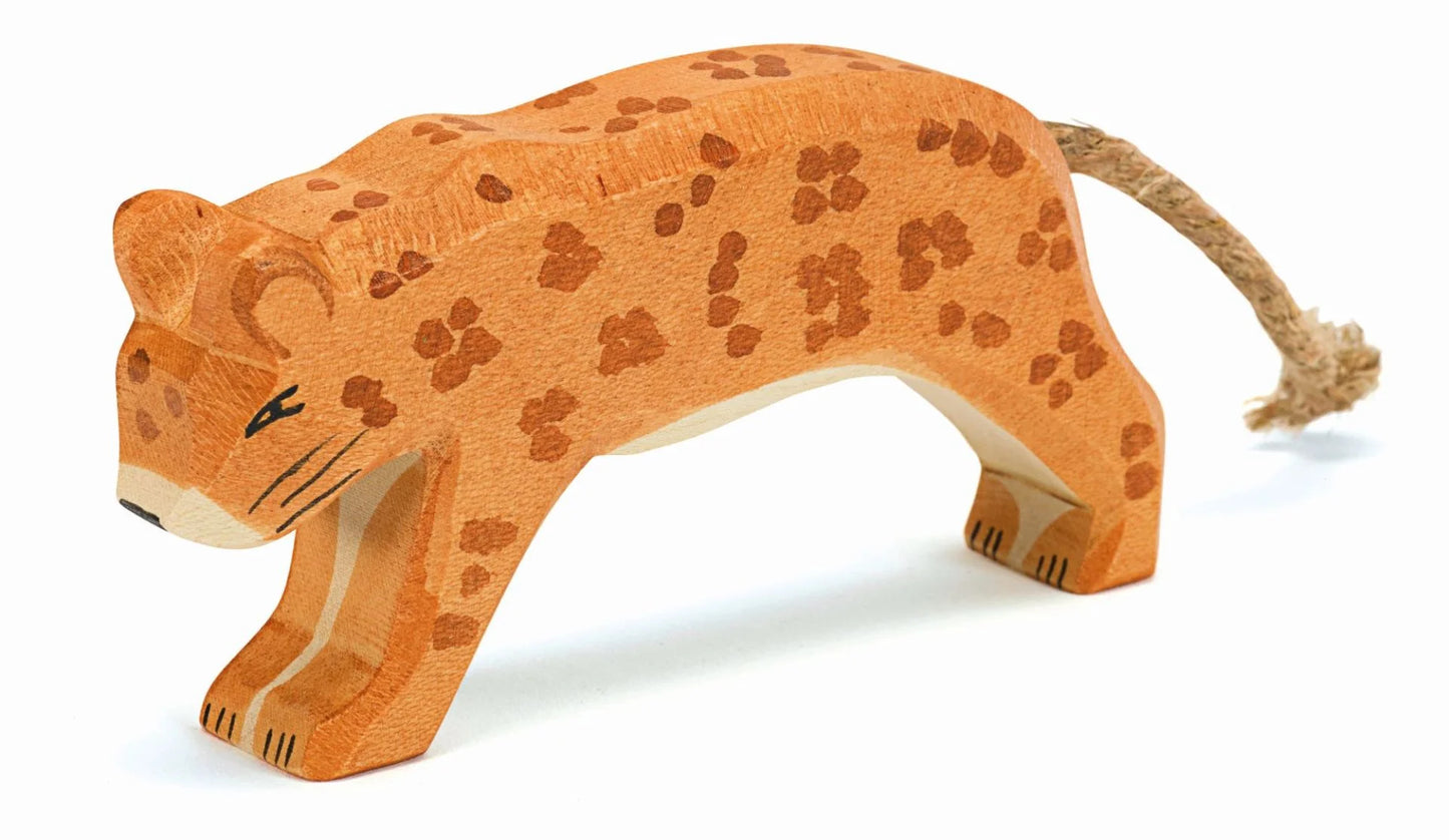 Wooden leopard figurine