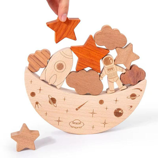 Wooden stackable space set