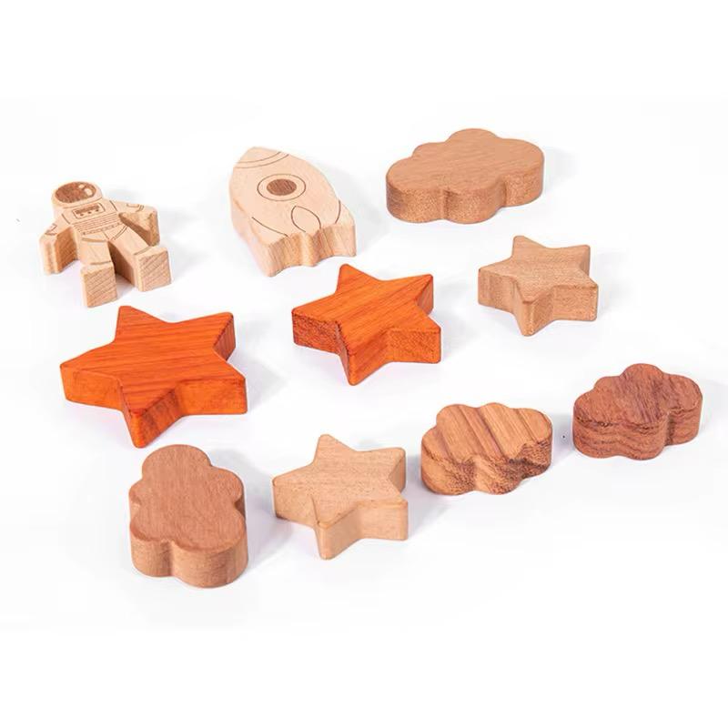 Wooden stackable space set