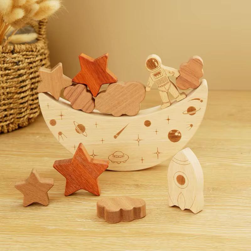 Wooden stackable space set