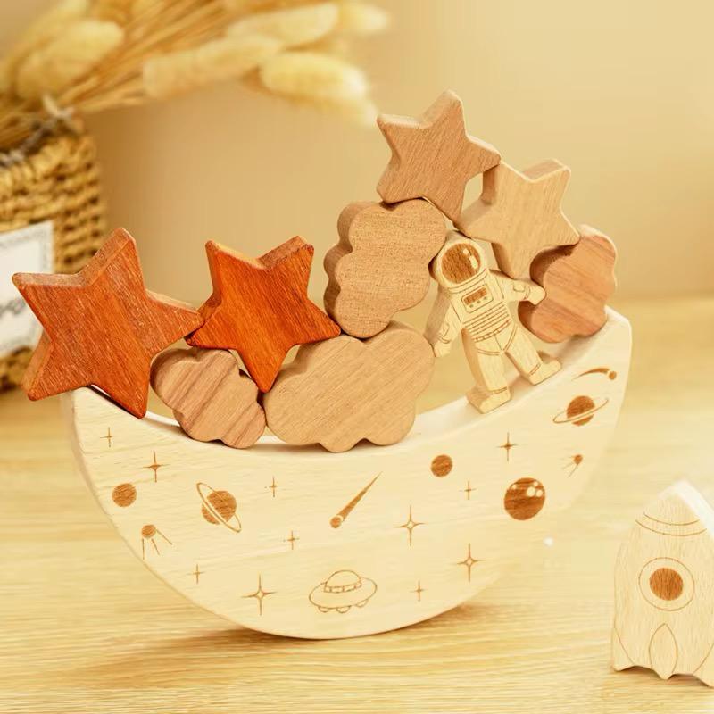 Wooden stackable space set