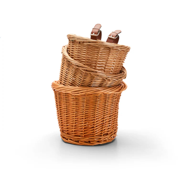 Wicker storage basket for kids bicycle