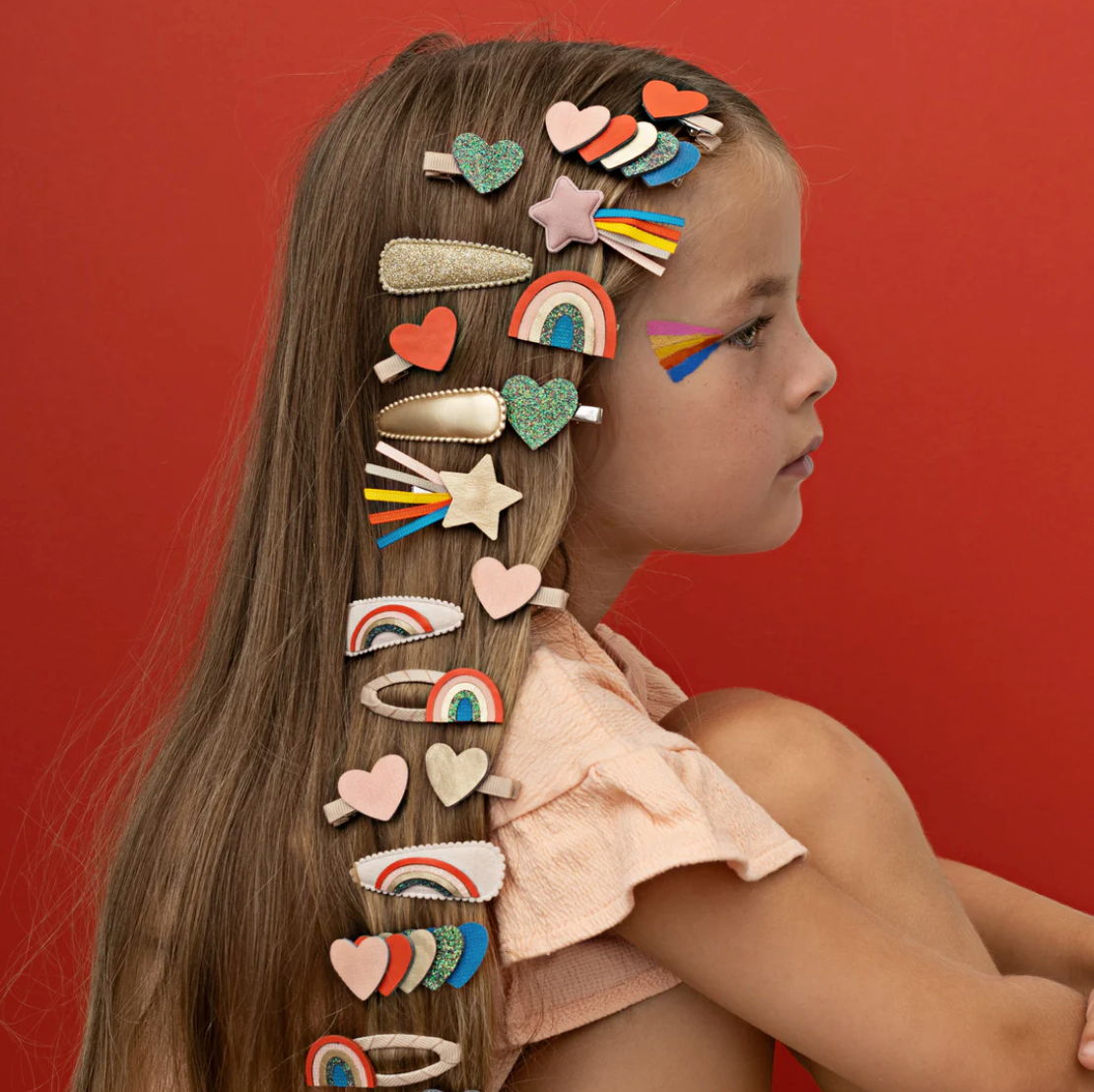 Retro rainbow eclectic hairclips pack