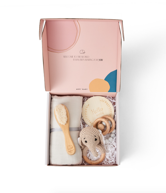 New born baby 5 pieces gift box- Elephant