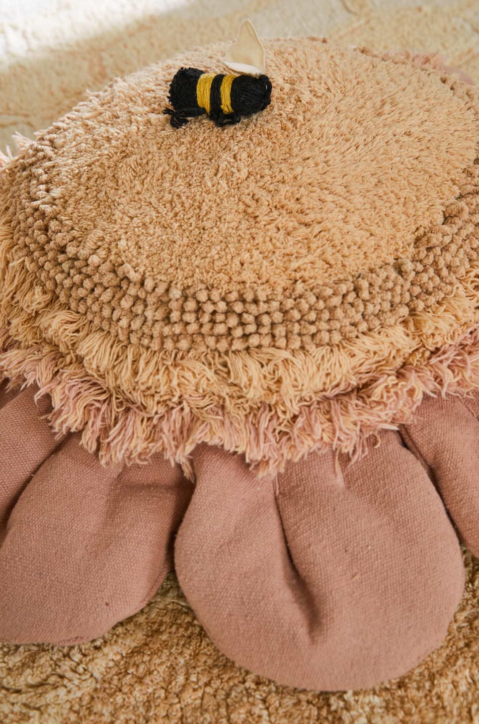 Pink daisy flower floor cushion