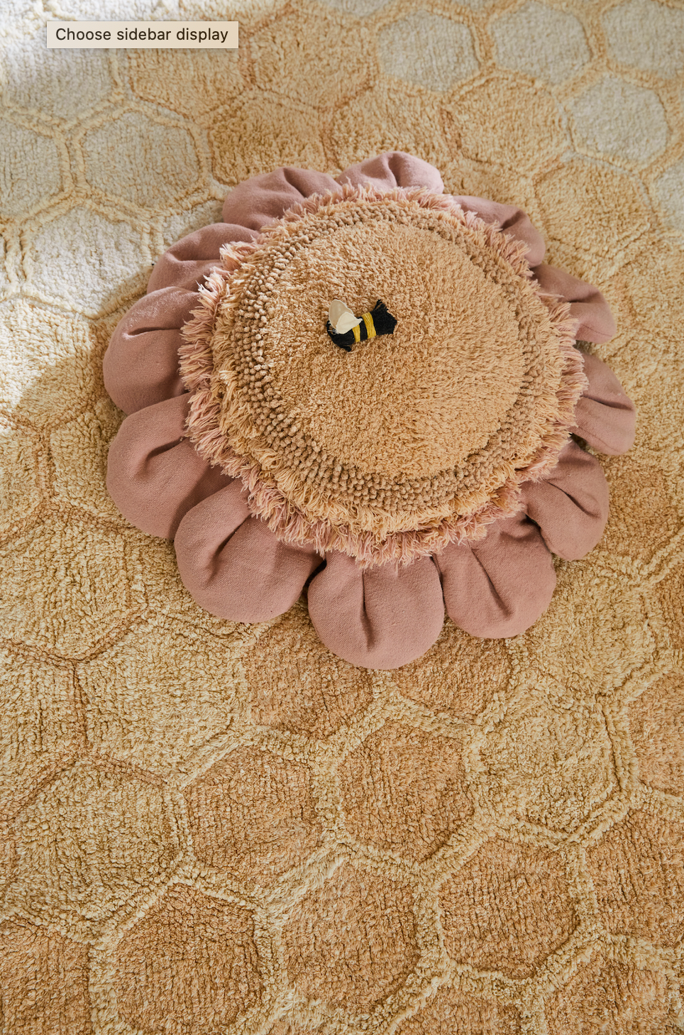 Pink daisy flower floor cushion