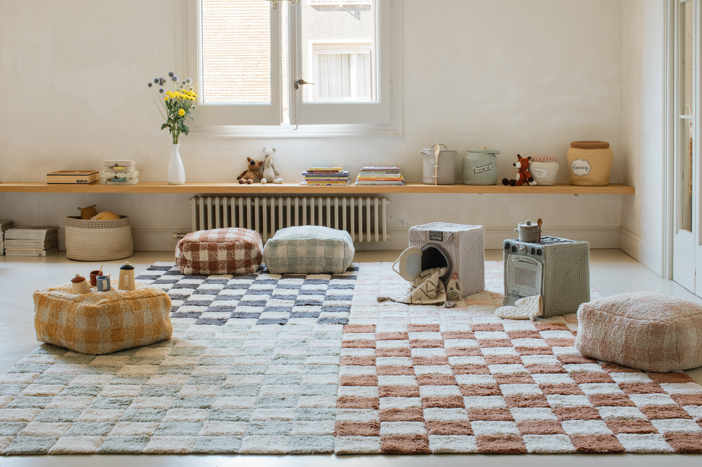 Washable rug-Kitchen tiles toffee
