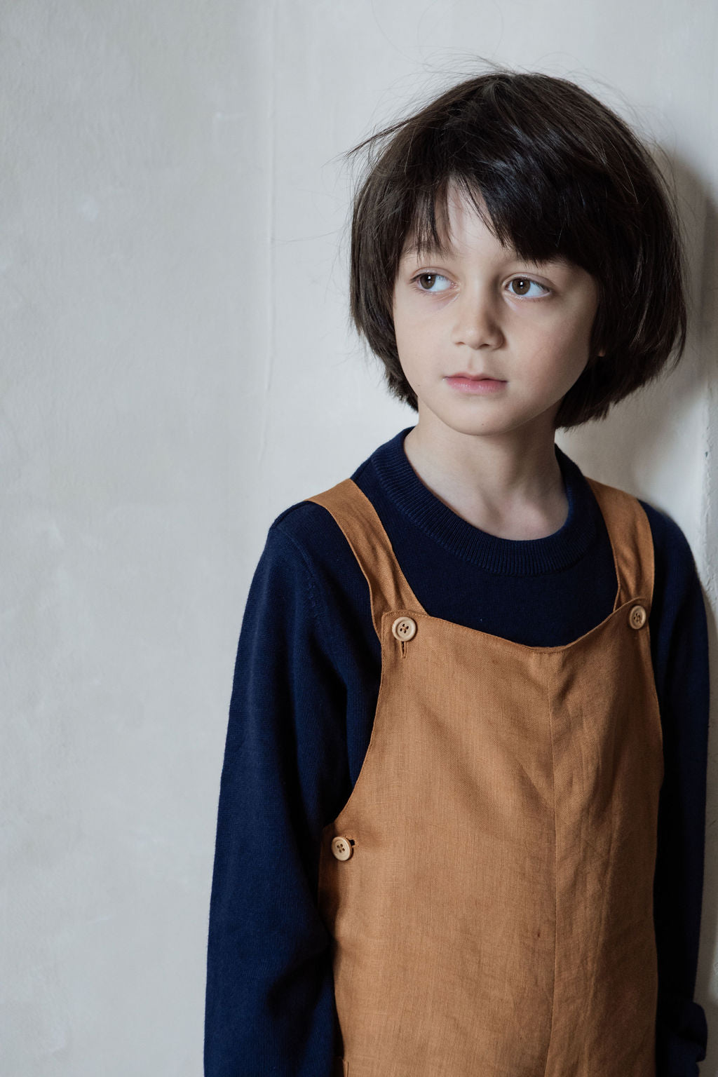 Linen unisex short dungaree