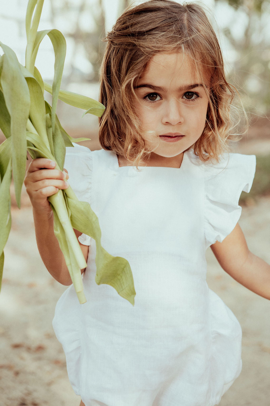 Linen Lila white romper