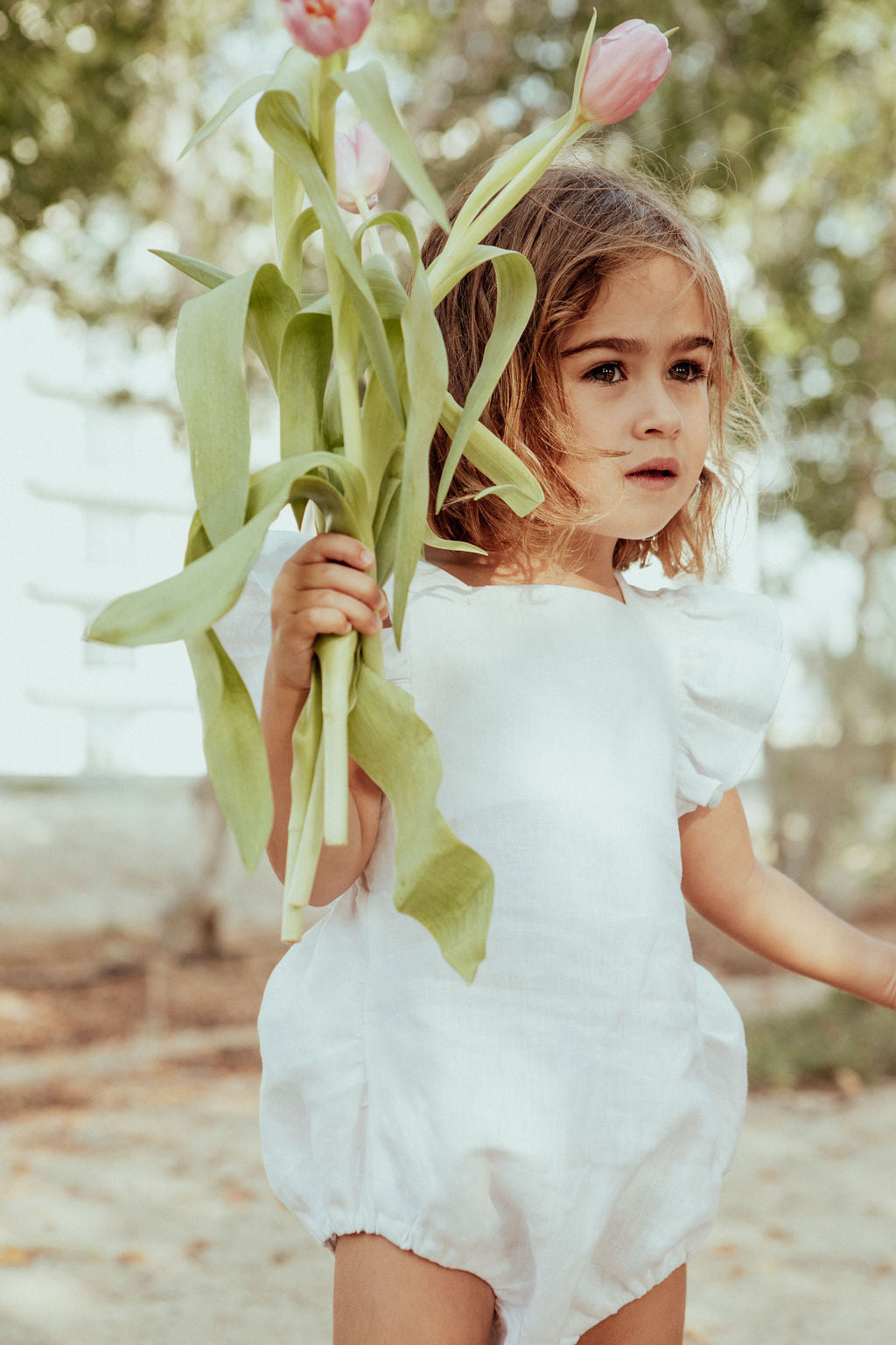 Linen Lila white romper