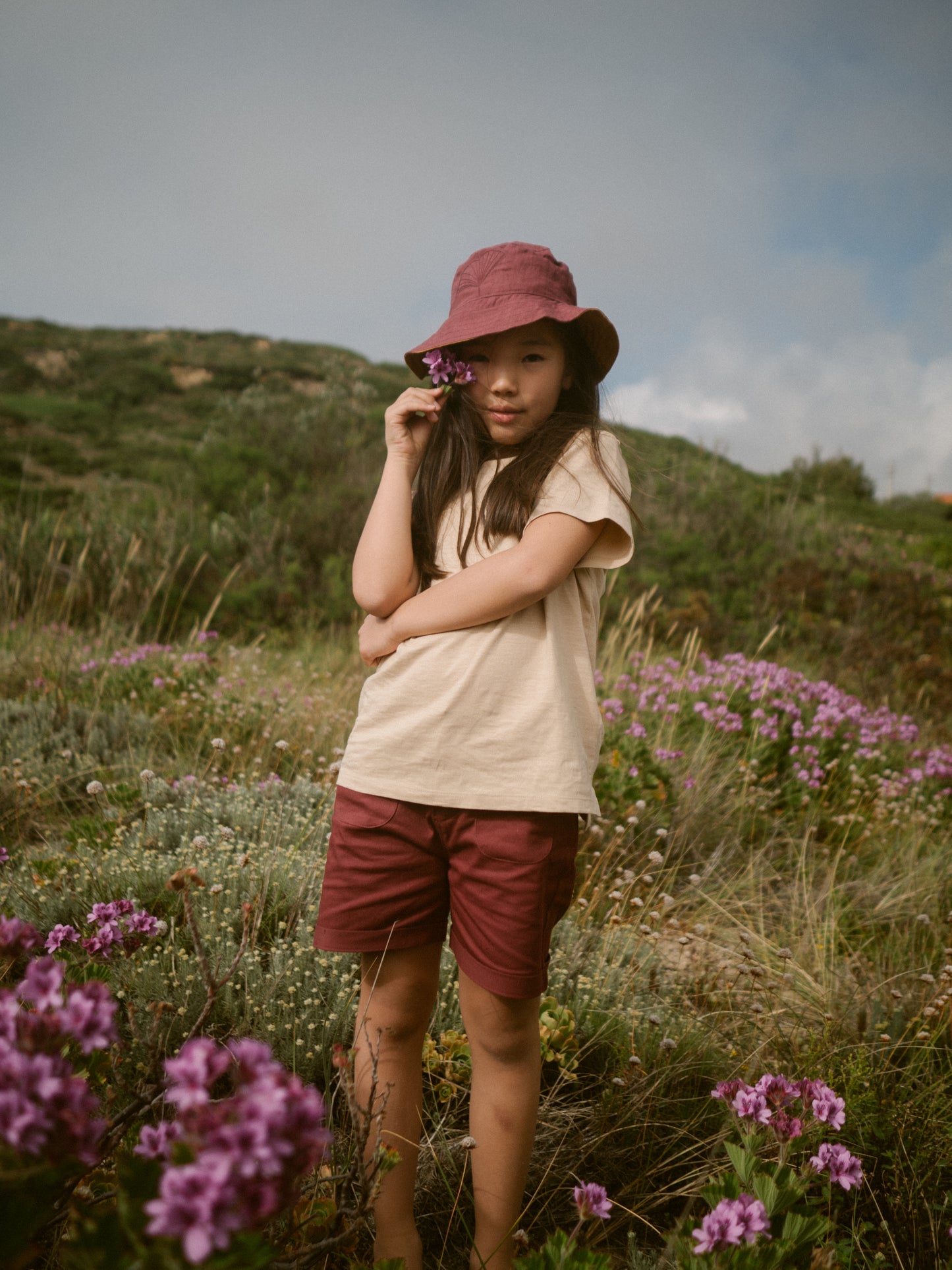 Willow burgundy cotton shorts- Canyon Clay