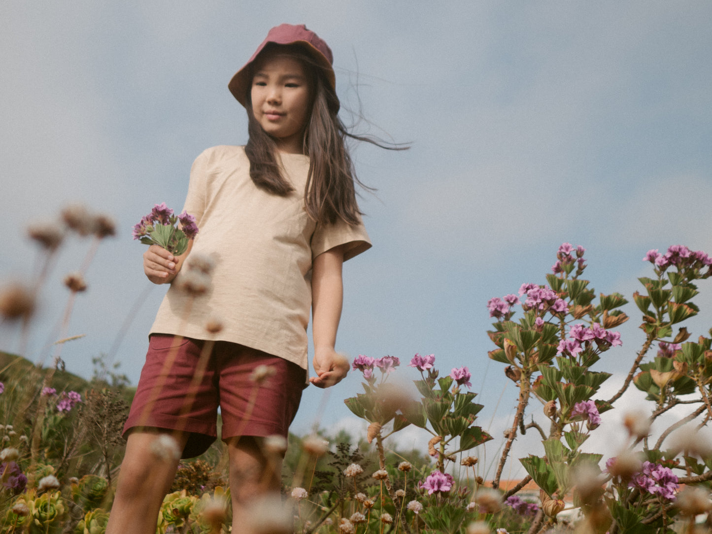 Willow burgundy cotton shorts- Canyon Clay