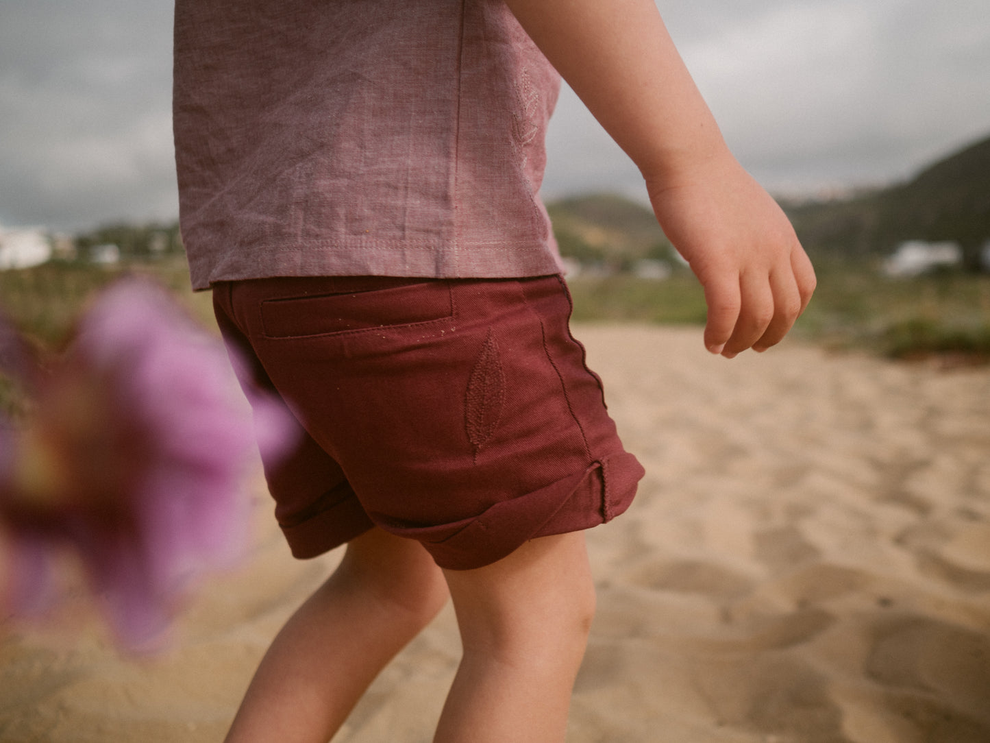 Willow burgundy cotton shorts- Canyon Clay