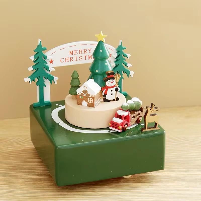 Wooden musical carousel box- Merry Christmas