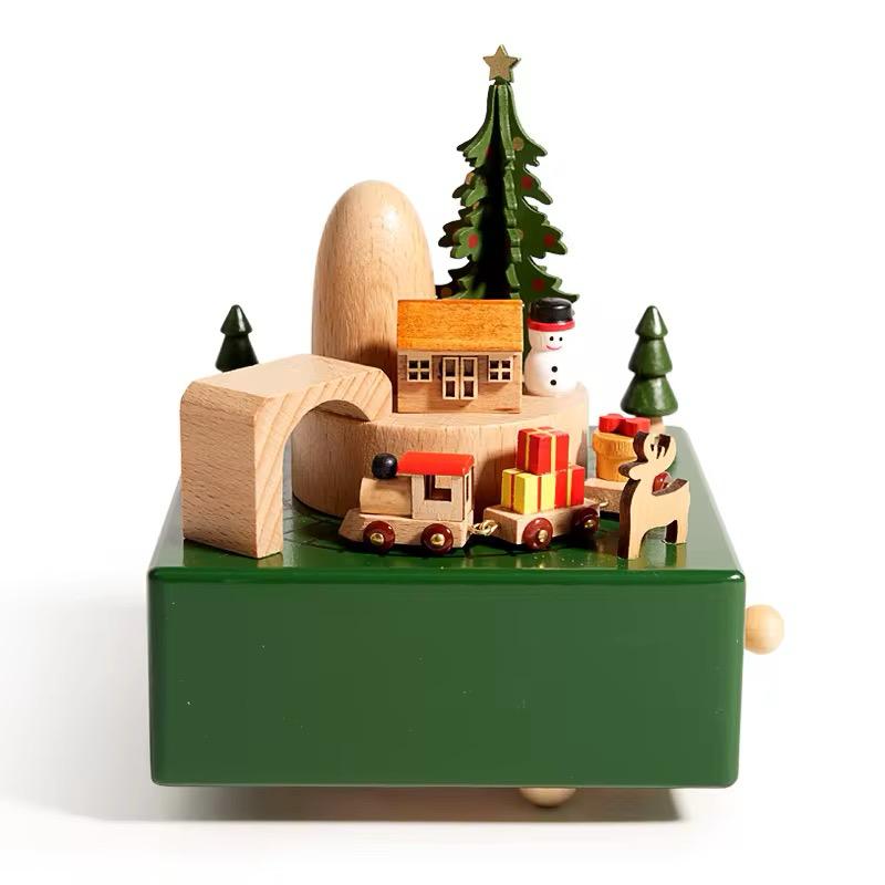 Wooden musical carousel box- Christmas train