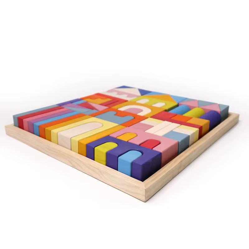 Wooden basic building blocks set