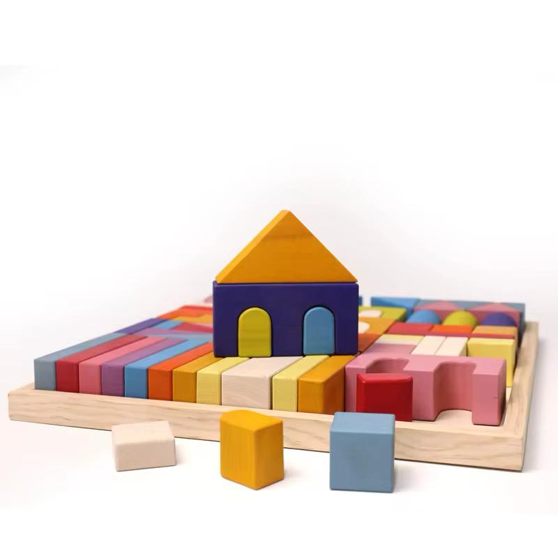 Wooden basic building blocks set