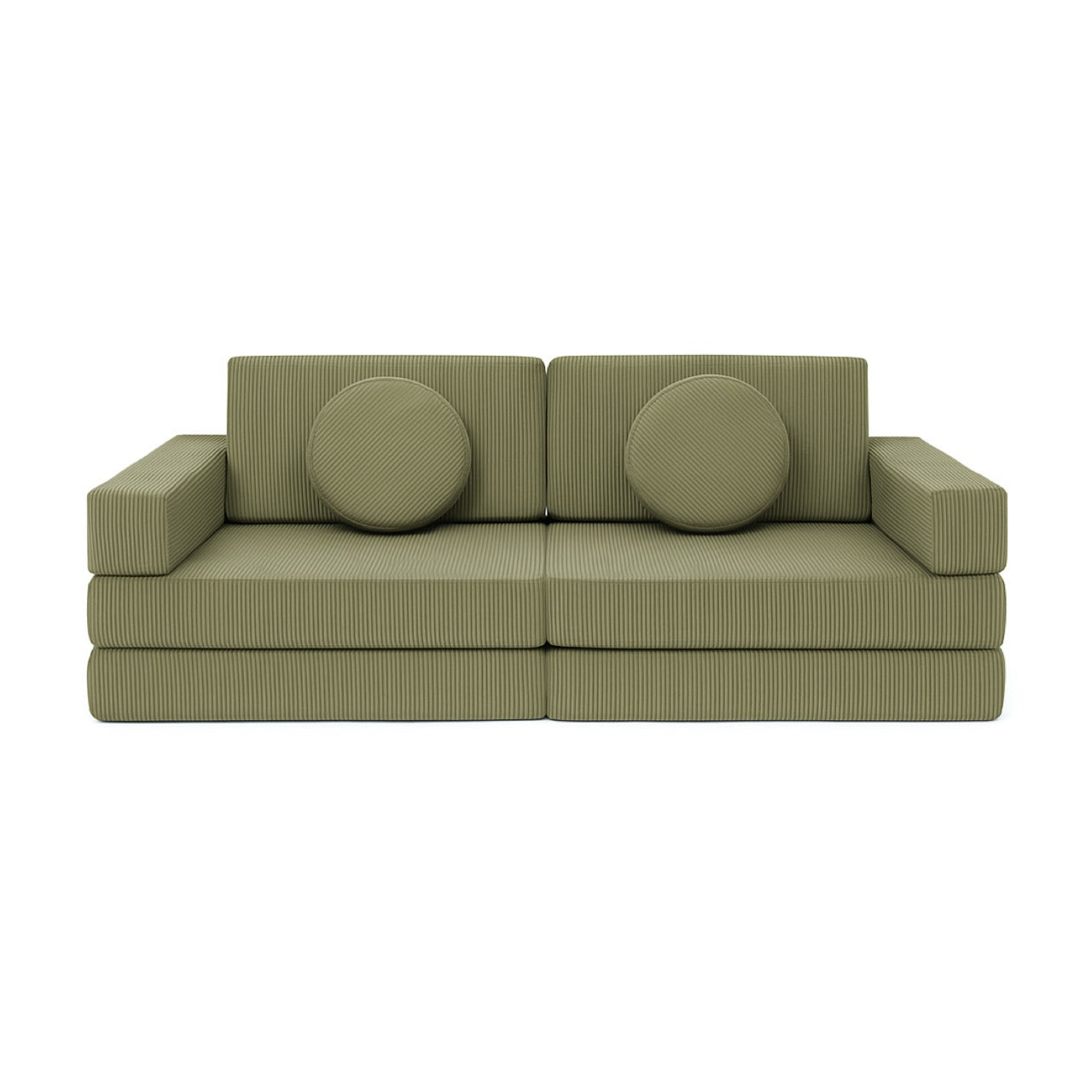 Corduroy kids play sofa circle bundle- Olive Green