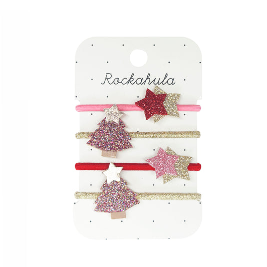 Jolly glitter Christmas tree ponies hair ties