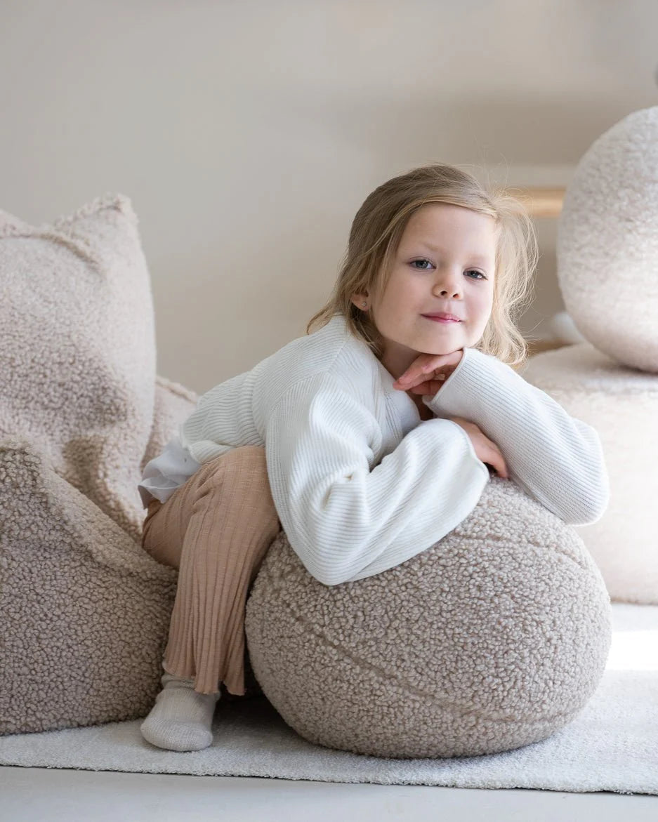 Wigiwama teddy fabric beanbag chair- Biscuit (Pre-Order)