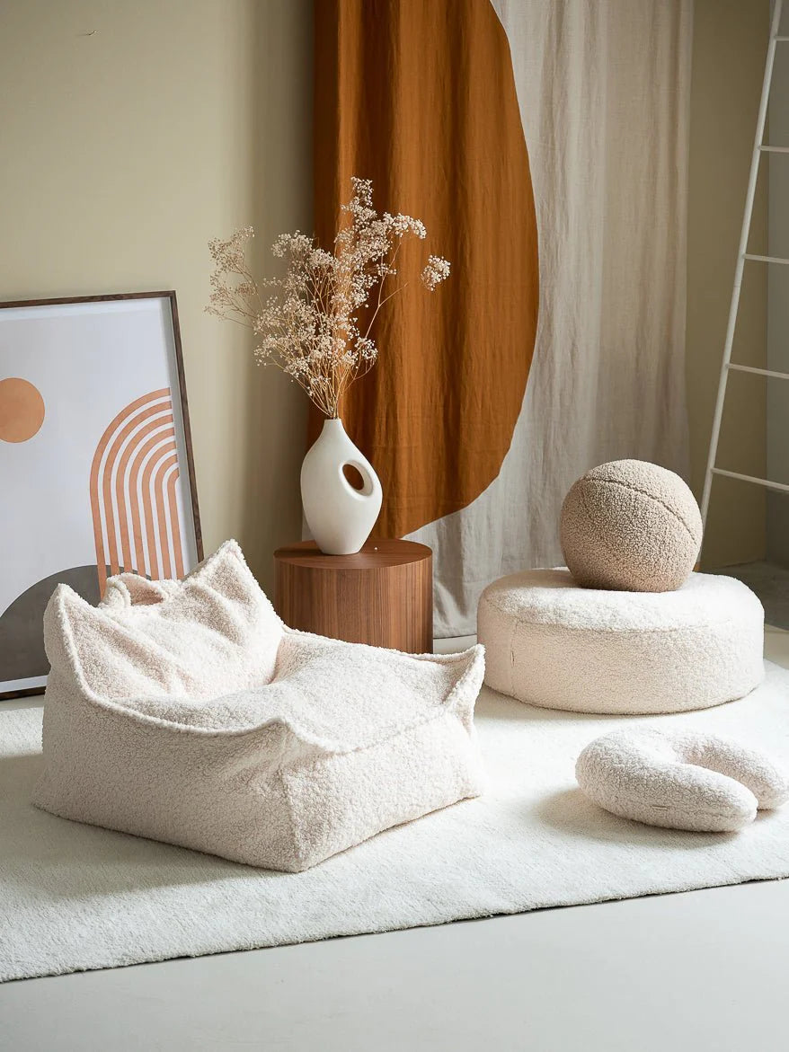 Wigiwama teddy fabric beanbag chair- Biscuit (Pre-Order)