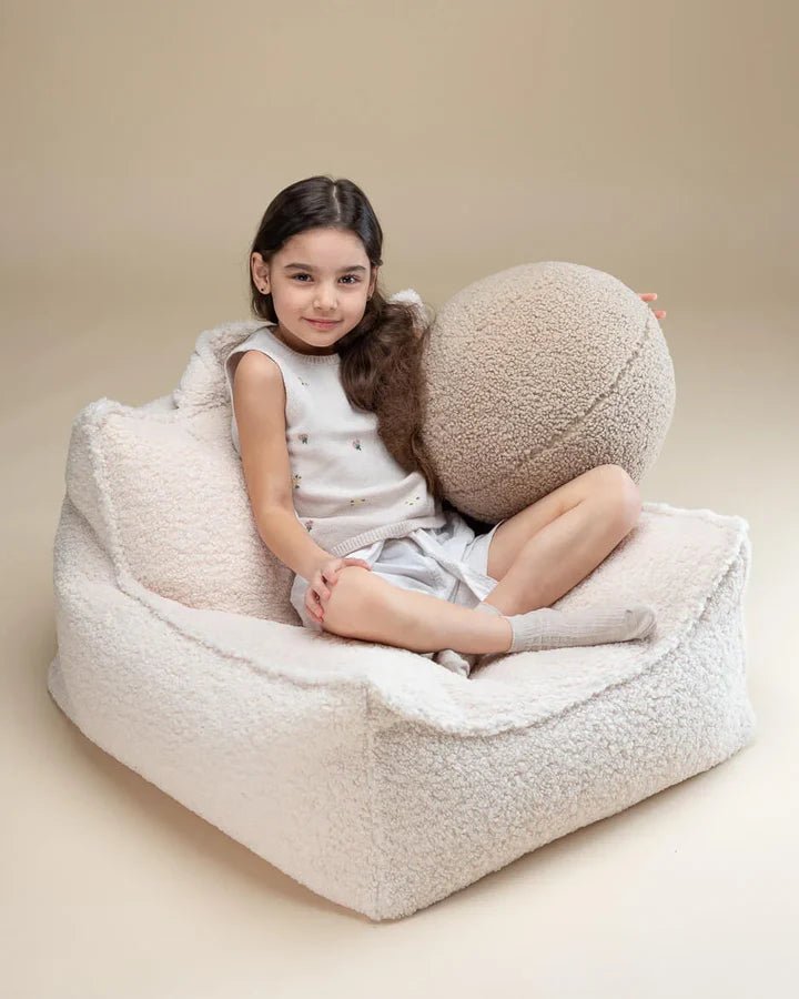 Wigiwama teddy fabric beanbag chair- Cream White (Pre-Order)