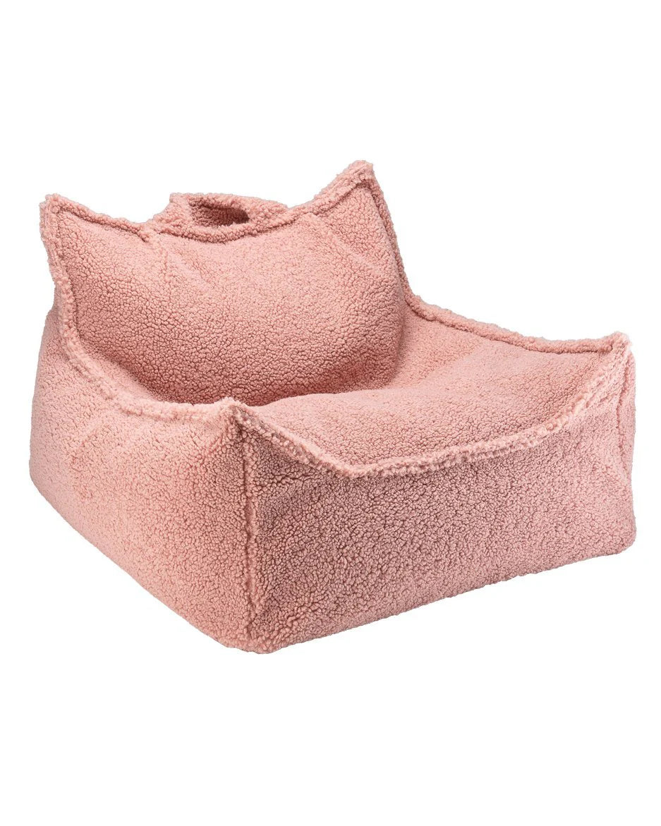 Wigiwama teddy fabric beanbag chair- Guava (Pre-Order)