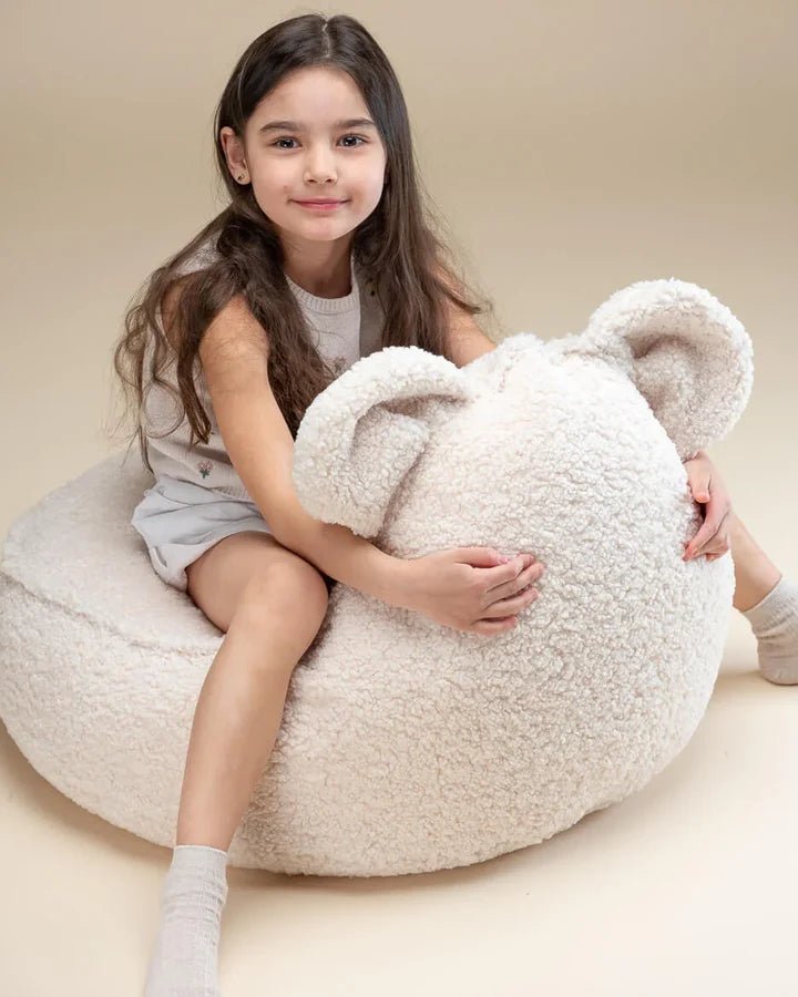 Wigiwama teddy fabric bear beanbag chair- Cream White (Pre-Order)