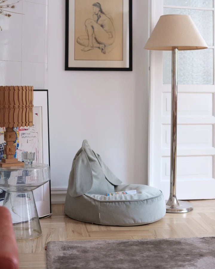 Wigiwama velvet bunny beanbag chair- Misty Green (Pre-Order)