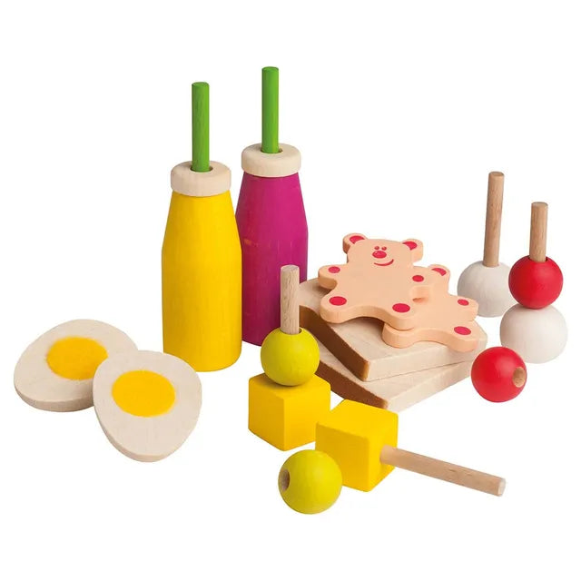 Wooden picnic play food set