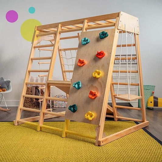Wooden indoor jungle play gym- Bright