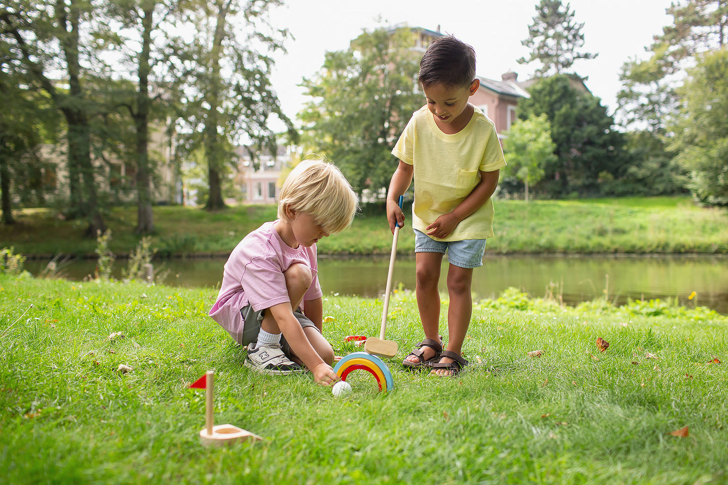 Wooden kids golf set