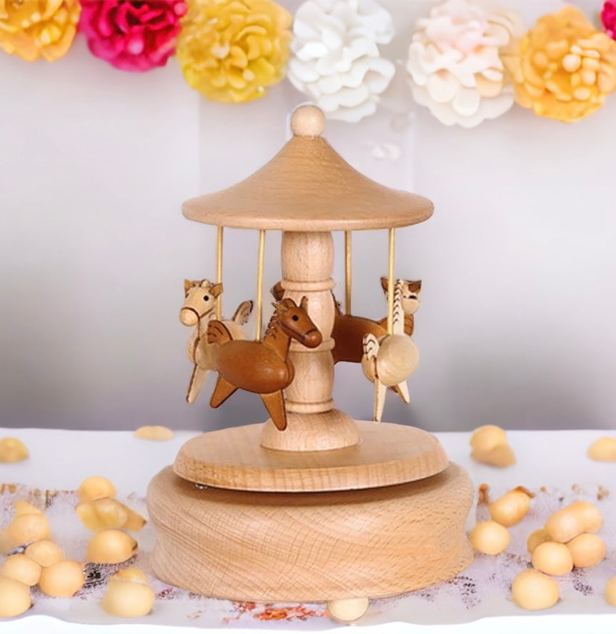 Wooden musical carousel box- Pony