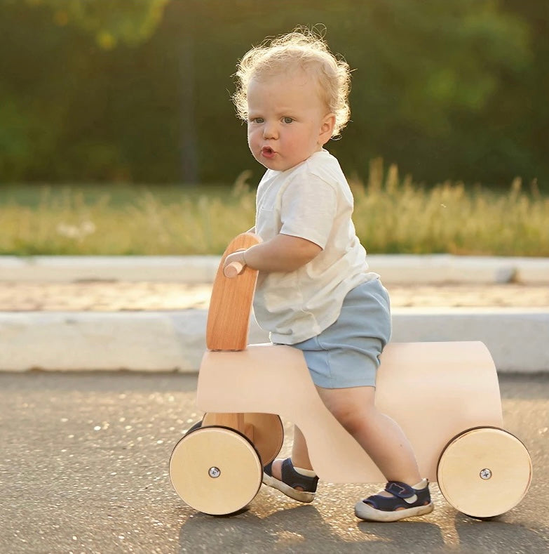 Ride-on wooden balance car - Pink/Beige