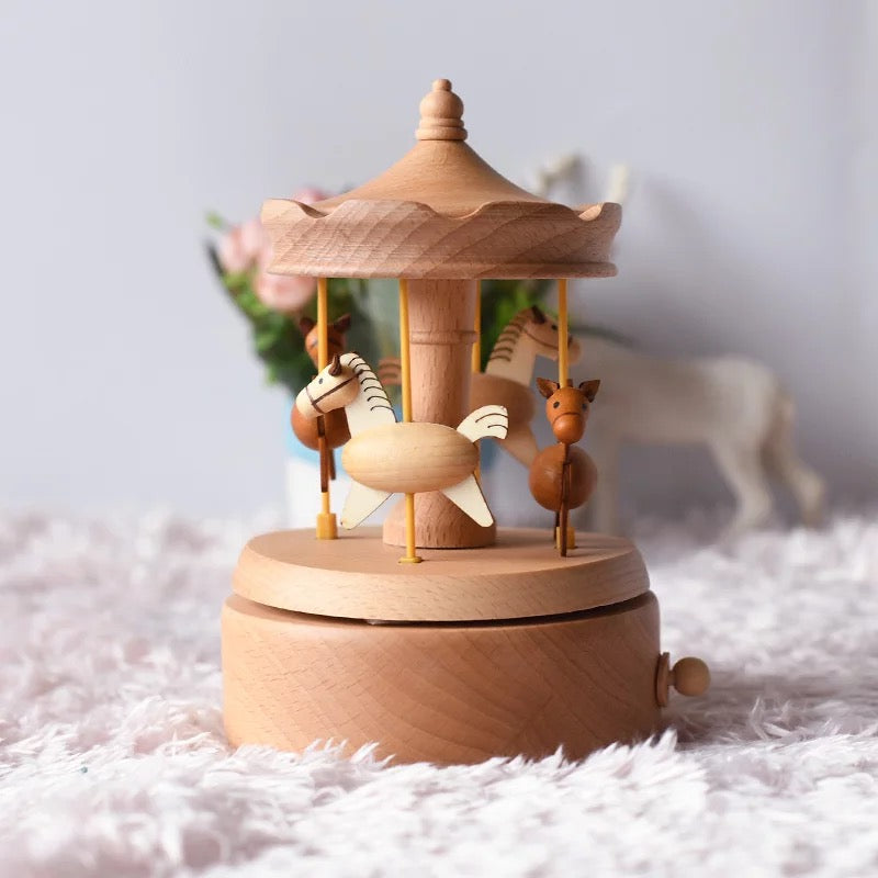 Wooden musical carousel box- Pony