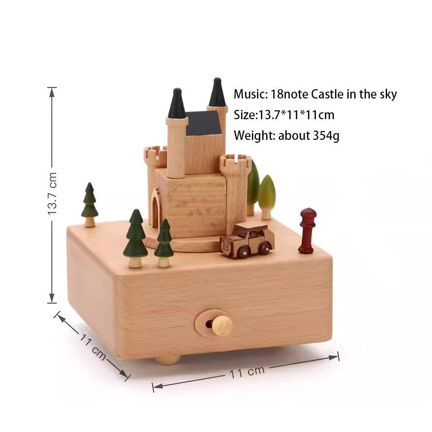 Wooden musical carousel box- Castle