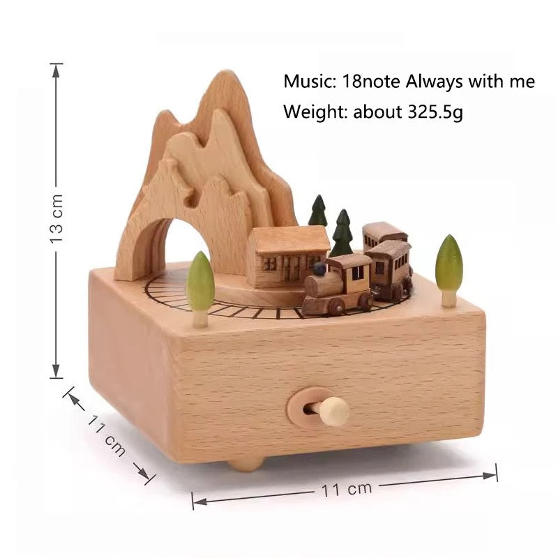 Wooden musical carousel box- Mountains