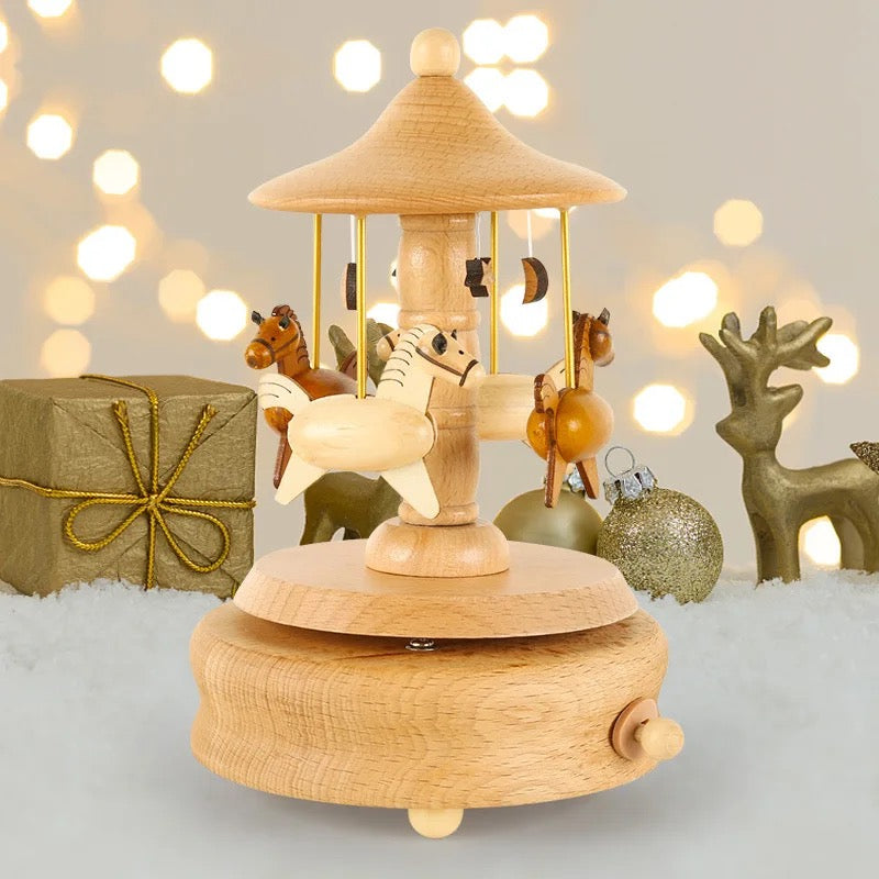 Wooden musical carousel box- Pony