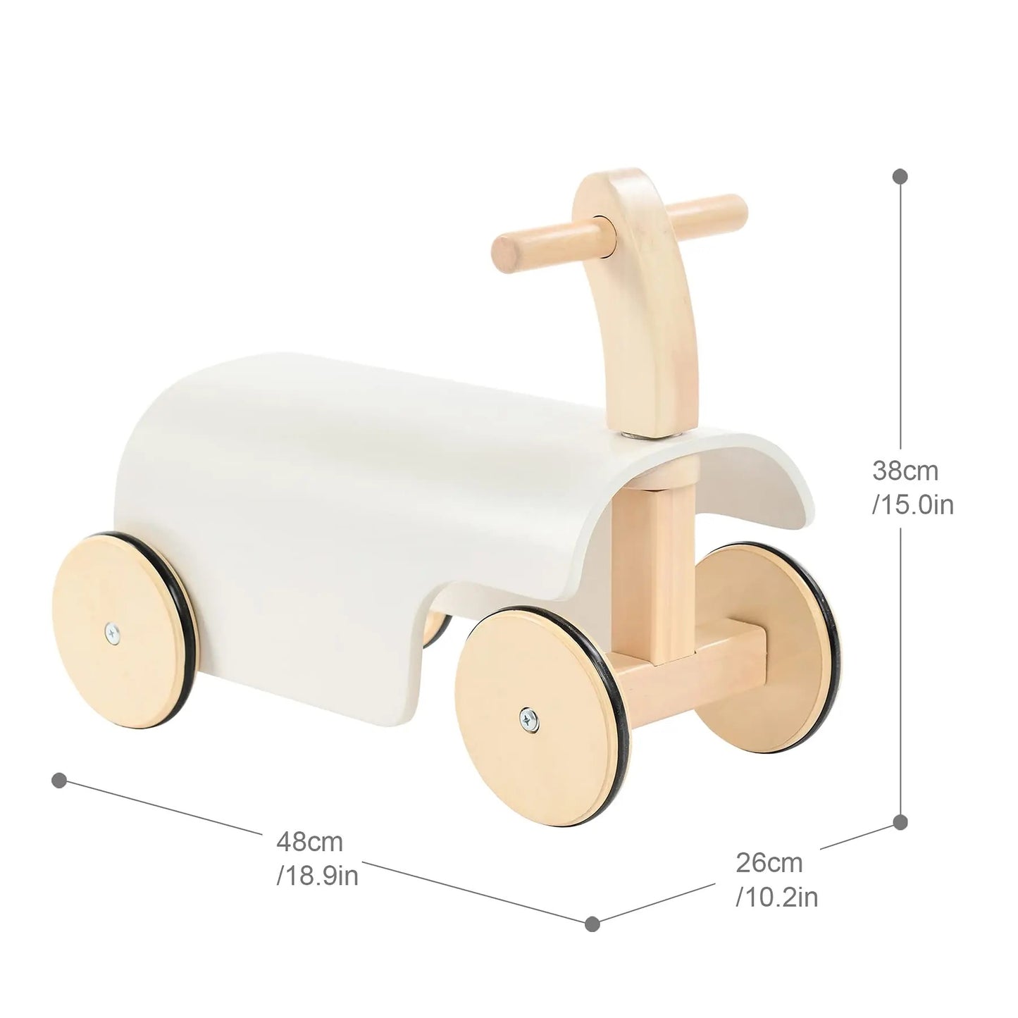 Ride-on wooden balance car - White