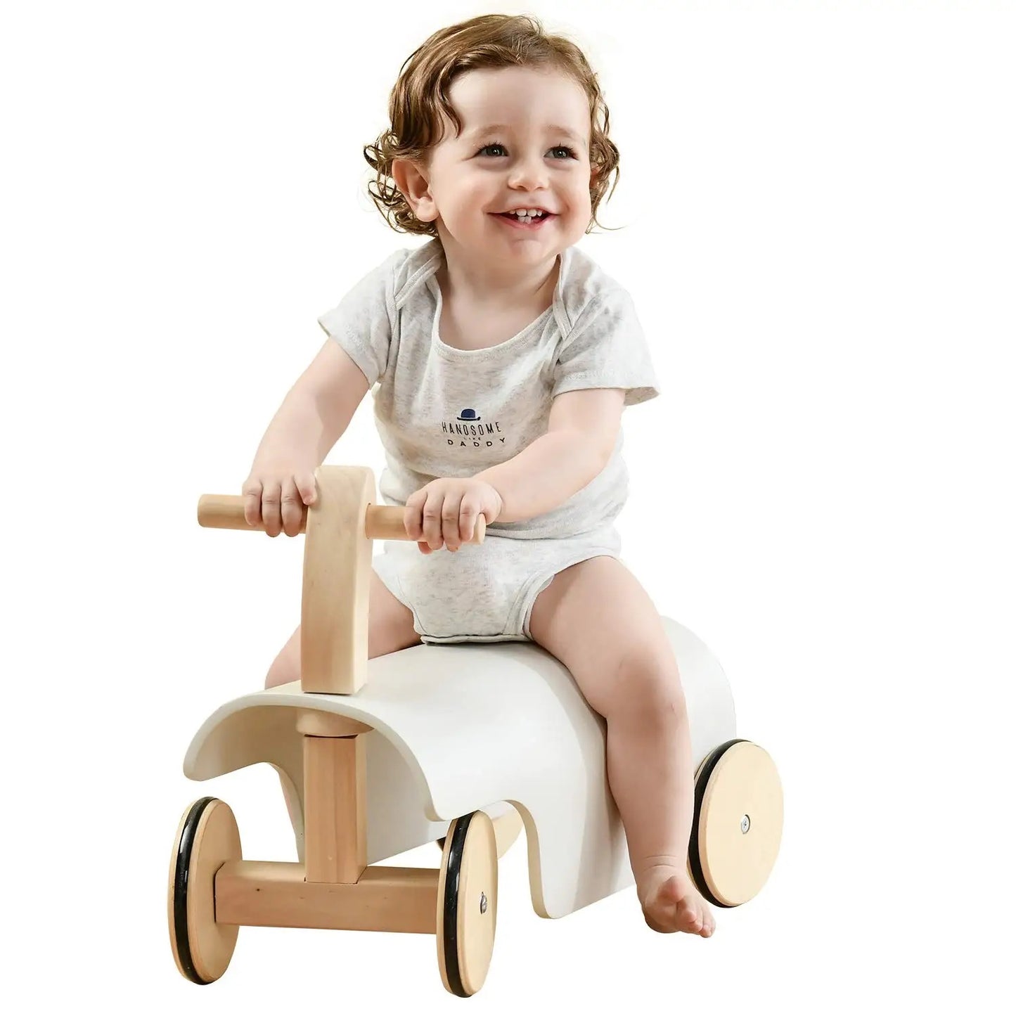 Ride-on wooden balance car - White