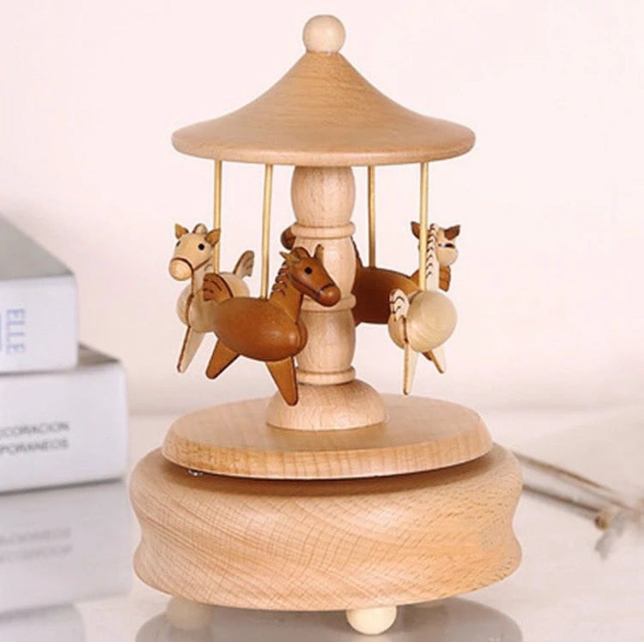 Wooden musical carousel box- Pony