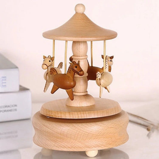 Wooden musical carousel box- Pony