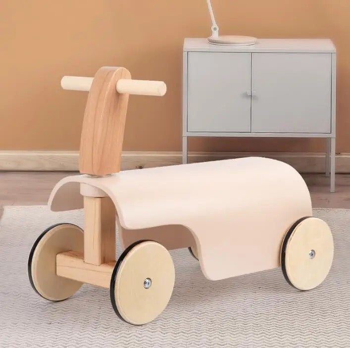 Ride-on wooden balance car - Pink/Beige