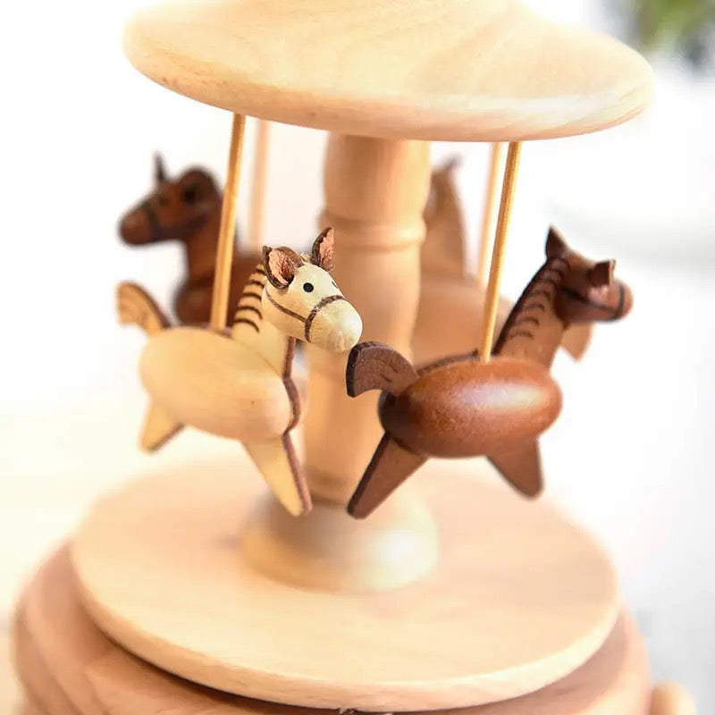 Wooden musical carousel box- Pony