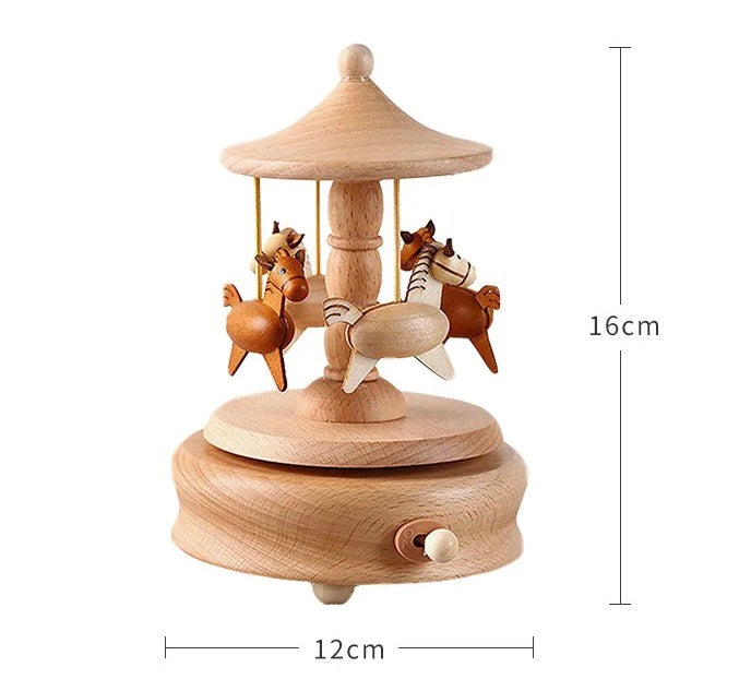 Wooden musical carousel box- Pony