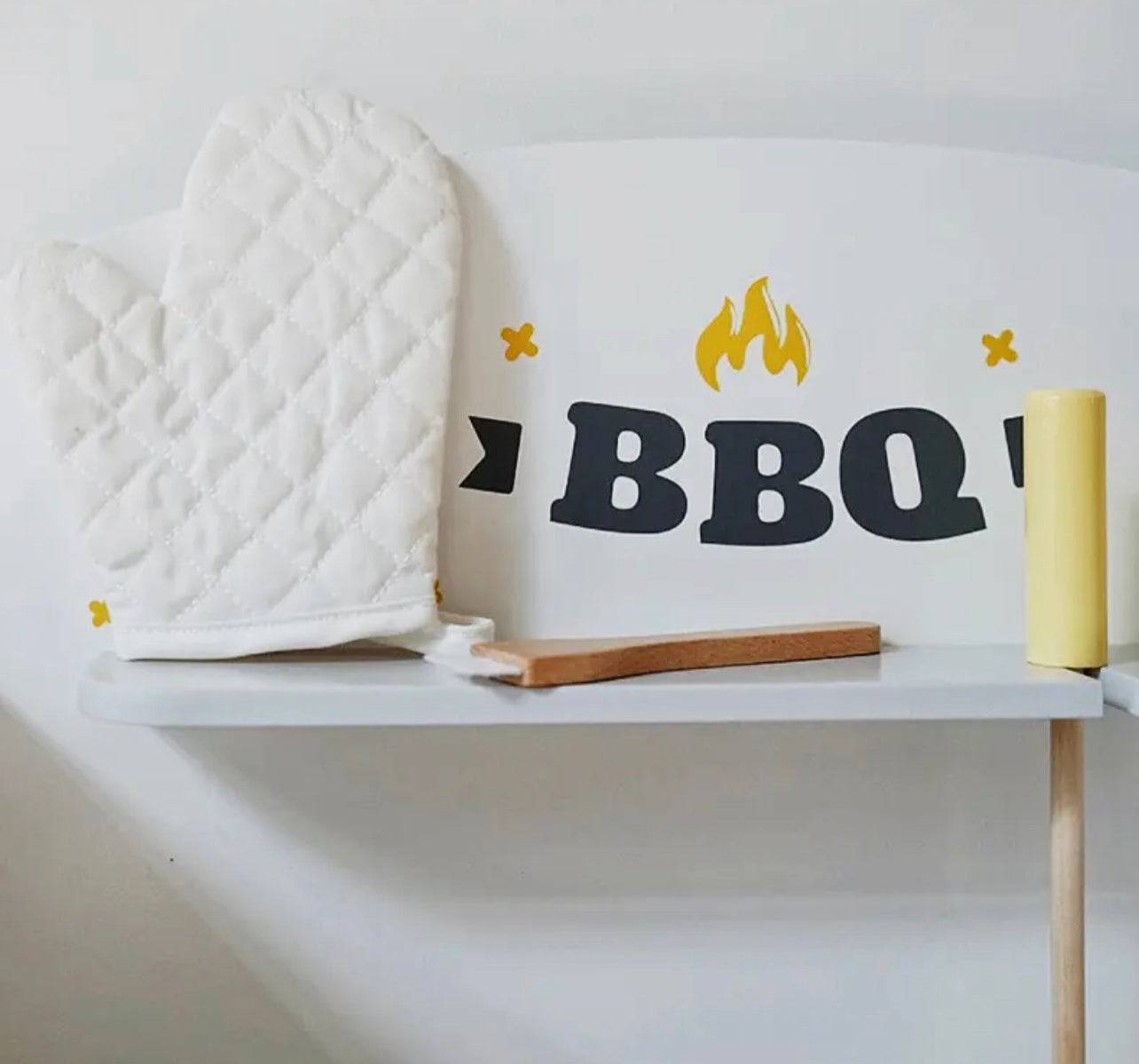 Wooden play BBQ set - White