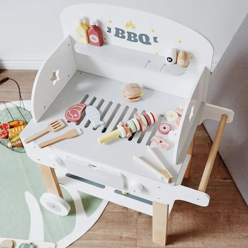 Wooden play BBQ set - White