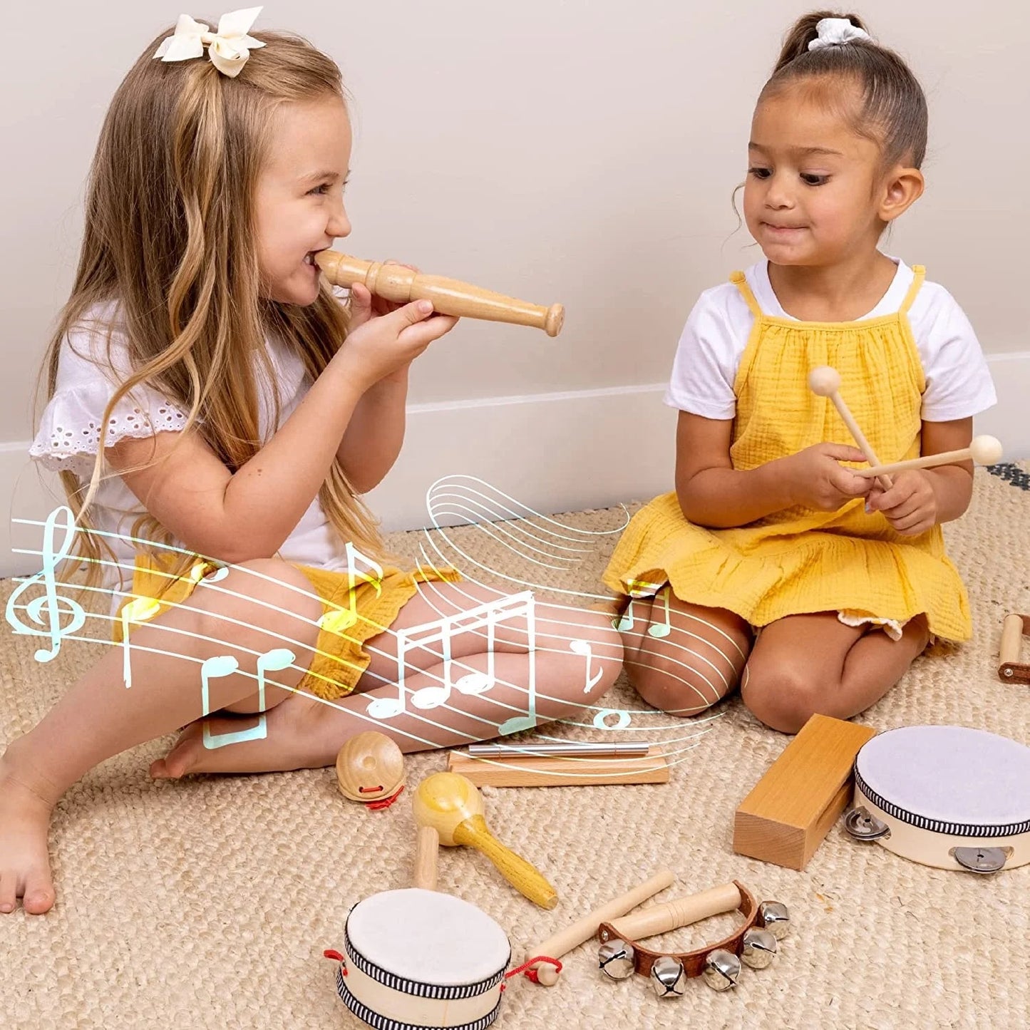 Wooden musical instruments set