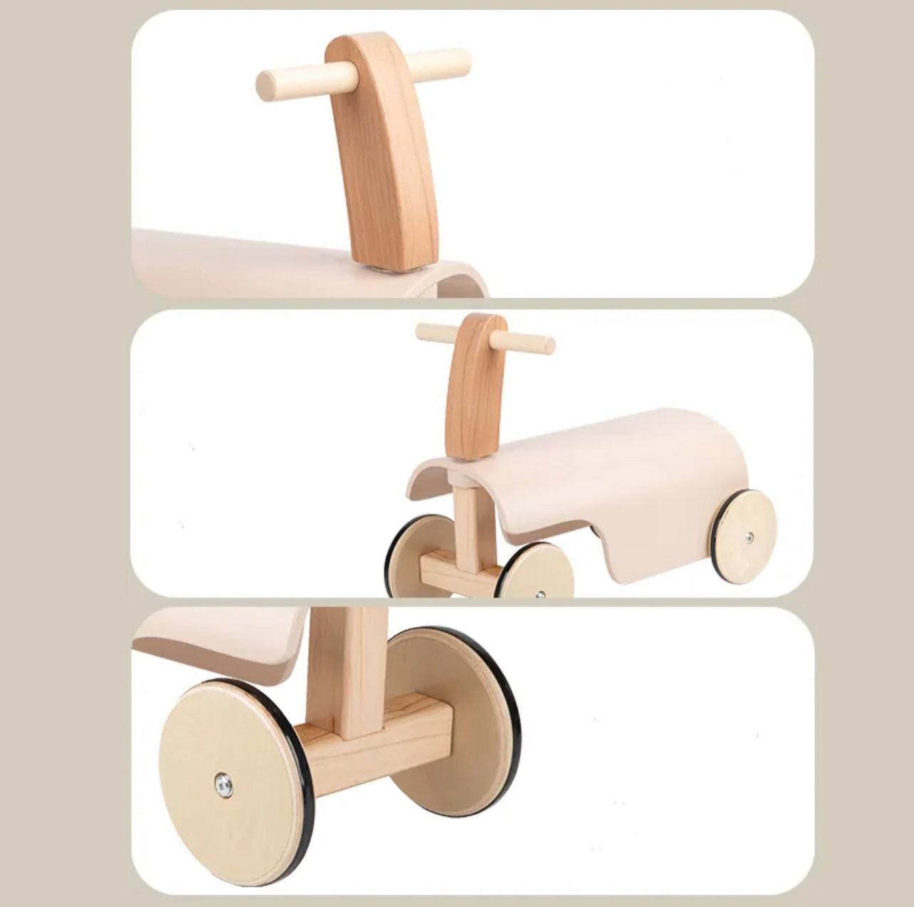 Ride-on wooden balance car - Pink/Beige